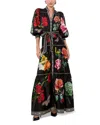 Alice And Olivia Cora Maxi Shirt Dress In Black Floral