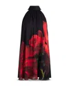 Alice And Olivia Corine Halter Neck Mini Dress In Bright Ruby Red