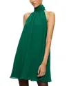Alice And Olivia Corine Halter Tie Neck Trapeze Mini Dress In First Green