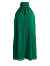 Alice And Olivia Corine Halter Tie Neck Trapeze Mini Dress In Forest Green