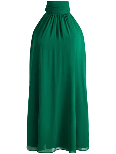 Alice And Olivia Corine Halter Tie Neck Trapeze Mini Dress In First Green