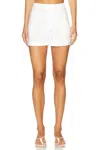 Alice And Olivia Conry Linen Pleated Short In Off White In White