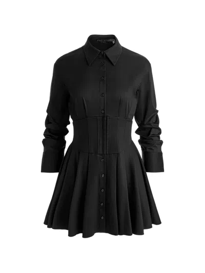 Alice And Olivia Corset-style Button-down Dress In Black