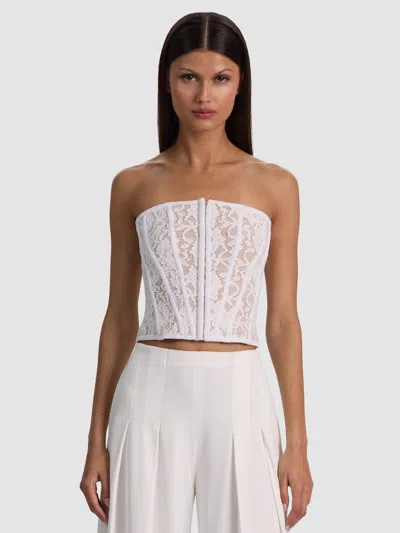 Alice And Olivia Cosette Lace Corset In White