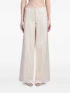 Alice And Olivia Embellished Trish Wide-leg Jeans In Neutrals