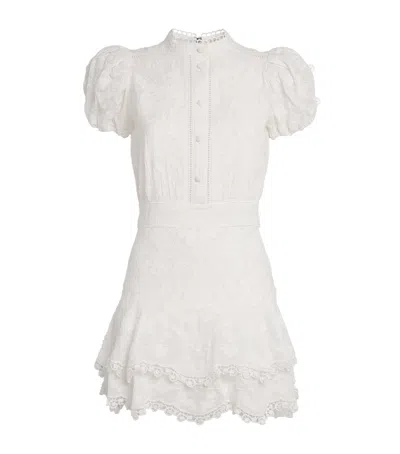 Alice And Olivia Cotton Loryn Mini Dress In White