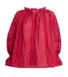 Alice And Olivia Cotton Voile Josephine Blouse In Burgundy
