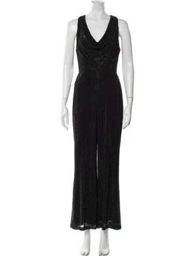Pre-owned Alice And Olivia Cowl Neck Jumpsuit In Black
