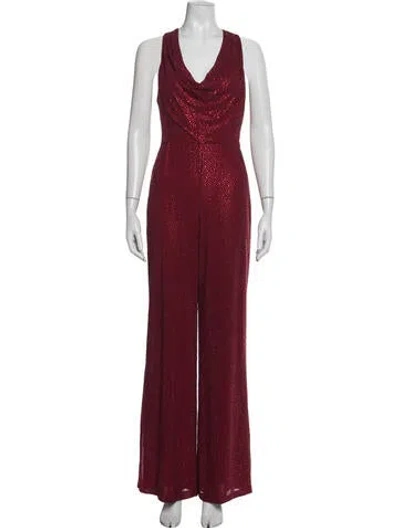 Pre-owned Alice And Olivia Cowl Neck Jumpsuit In Red