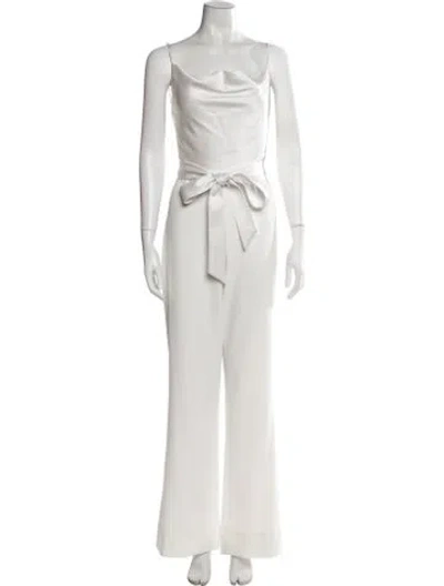 Pre-owned Alice And Olivia Cowl Neck Jumpsuit In White
