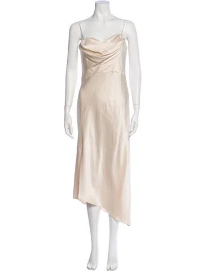 Pre-owned Alice And Olivia Cowl Neck Long Dress In Neutral