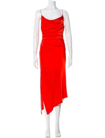 Pre-owned Alice And Olivia Cowl Neck Long Dress In Red