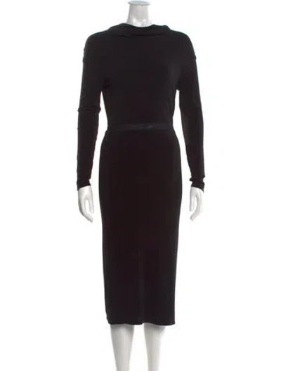 Pre-owned Alice And Olivia Cowl Neck Midi Length Dress In Black