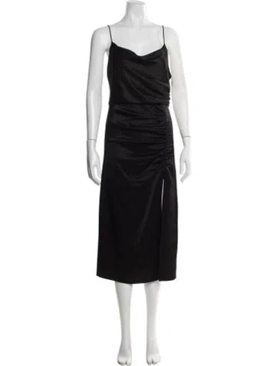 Pre-owned Alice And Olivia Cowl Neck Midi Length Dress In Black
