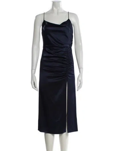 Pre-owned Alice And Olivia Cowl Neck Midi Length Dress In Blue