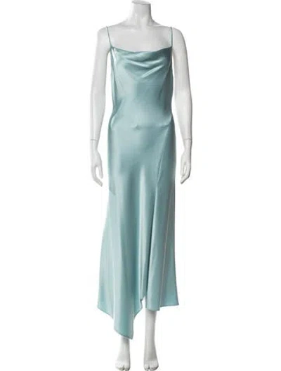 Pre-owned Alice And Olivia Cowl Neck Midi Length Dress In Blue