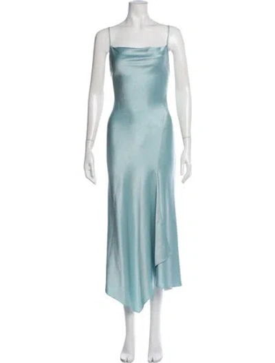 Pre-owned Alice And Olivia Cowl Neck Midi Length Dress In Blue