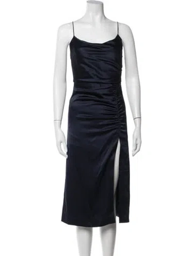 Pre-owned Alice And Olivia Cowl Neck Midi Length Dress In Blue