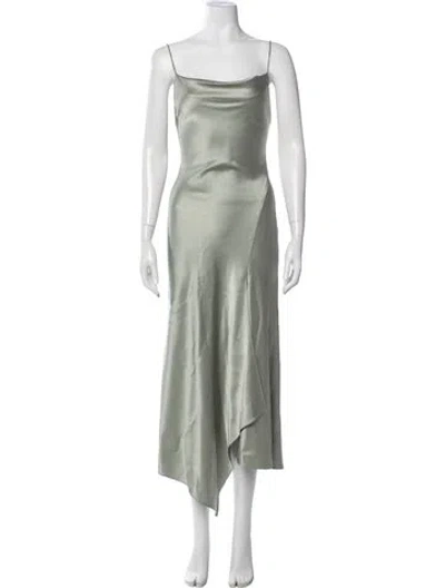 Pre-owned Alice And Olivia Cowl Neck Midi Length Dress In Green