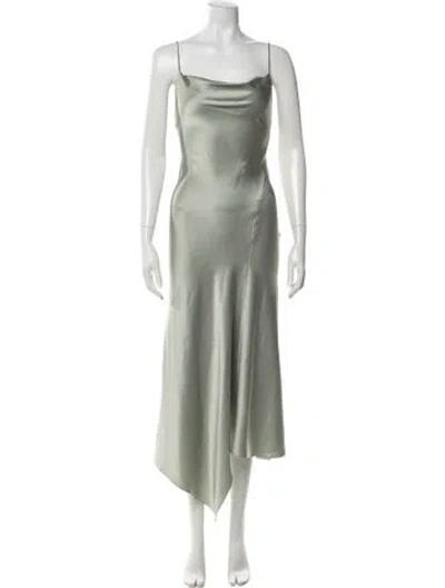 Pre-owned Alice And Olivia Cowl Neck Midi Length Dress In Green