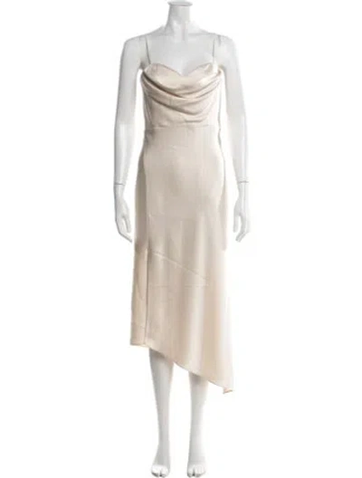 Pre-owned Alice And Olivia Cowl Neck Midi Length Dress In Neutral