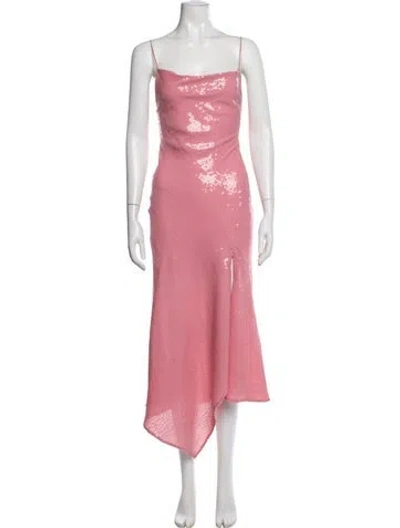 Pre-owned Alice And Olivia Cowl Neck Midi Length Dress In Pink