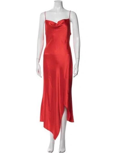Pre-owned Alice And Olivia Cowl Neck Midi Length Dress In Red