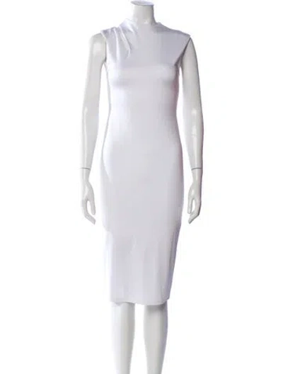 Pre-owned Alice And Olivia Cowl Neck Midi Length Dress W/ Tags In White