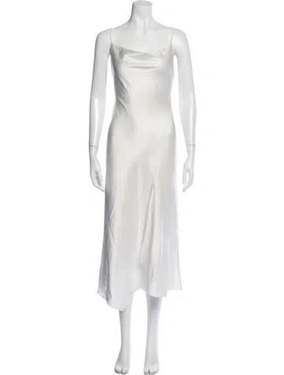 Pre-owned Alice And Olivia Cowl Neck Midi Length Dress In White