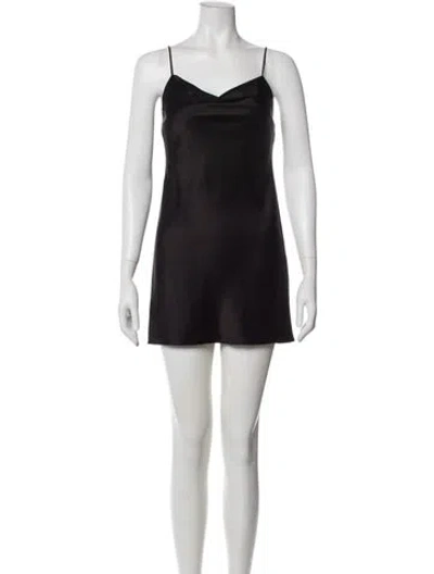 Pre-owned Alice And Olivia Cowl Neck Mini Dress In Black