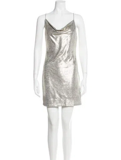 Pre-owned Alice And Olivia Cowl Neck Mini Dress In Gold