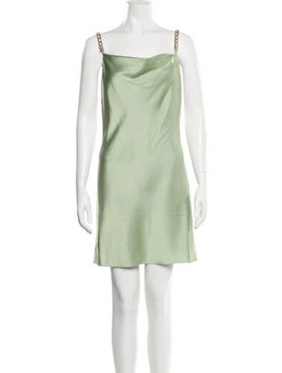 Pre-owned Alice And Olivia Cowl Neck Mini Dress In Green