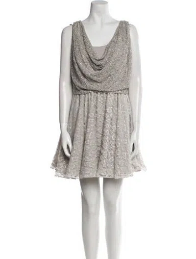 Pre-owned Alice And Olivia Cowl Neck Mini Dress In Neutral