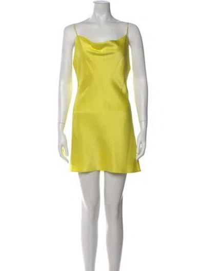 Pre-owned Alice And Olivia Cowl Neck Mini Dress In Yellow