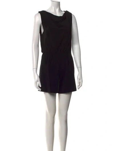 Pre-owned Alice + Olivia Cowl Neck Romper In Black