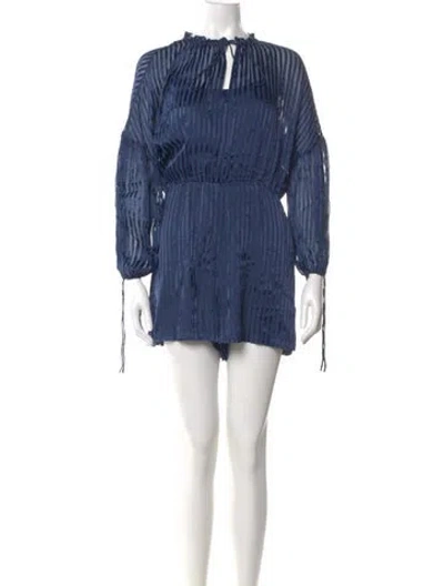 Pre-owned Alice And Olivia Cowl Neck Romper In Blue