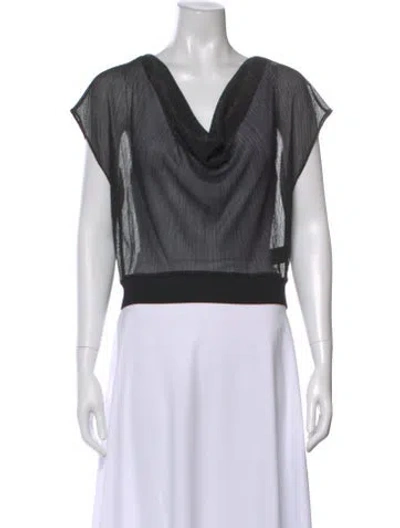 Pre-owned Alice And Olivia Cowl Neck Short Sleeve Blouse In Gray