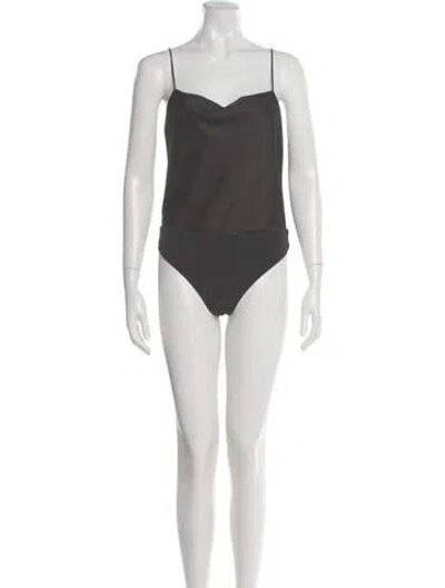 Pre-owned Alice And Olivia Cowl Neck Sleeveless Bodysuit In Black