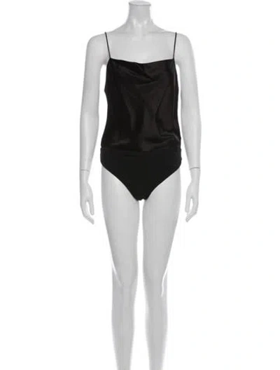 Pre-owned Alice And Olivia Cowl Neck Sleeveless Bodysuit In Black
