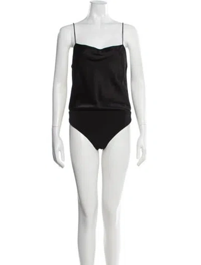 Pre-owned Alice And Olivia Cowl Neck Sleeveless Bodysuit In Black