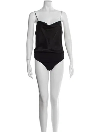 Pre-owned Alice And Olivia Cowl Neck Sleeveless Bodysuit In Black