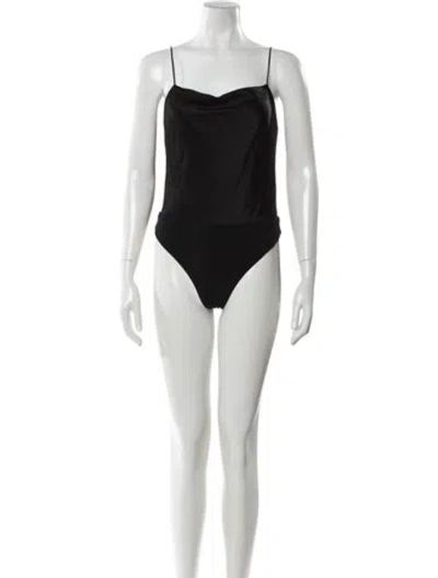 Pre-owned Alice And Olivia Cowl Neck Sleeveless Bodysuit In Blue