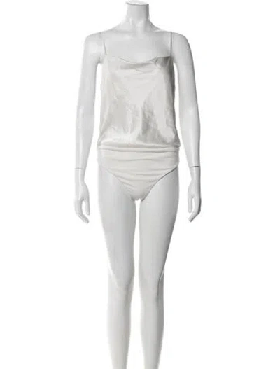 Pre-owned Alice And Olivia Cowl Neck Sleeveless Bodysuit In Gray