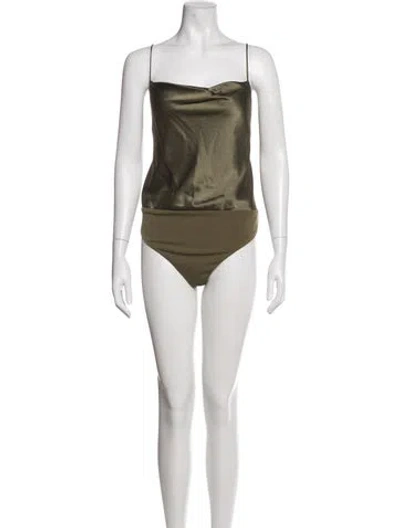 Pre-owned Alice And Olivia Cowl Neck Sleeveless Bodysuit W/ Tags In Green
