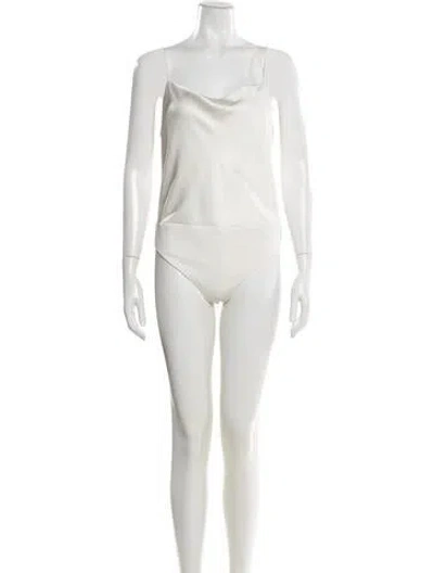 Pre-owned Alice And Olivia Cowl Neck Sleeveless Bodysuit In White