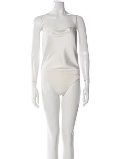 Pre-owned Alice And Olivia Cowl Neck Sleeveless Bodysuit In White