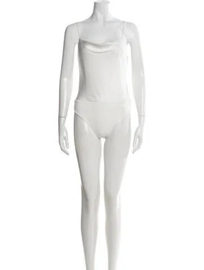 Pre-owned Alice And Olivia Cowl Neck Sleeveless Bodysuit In White