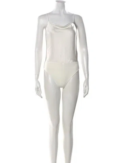 Pre-owned Alice And Olivia Cowl Neck Sleeveless Bodysuit In White