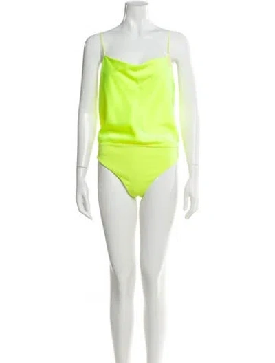 Pre-owned Alice And Olivia Cowl Neck Sleeveless Bodysuit In Yellow