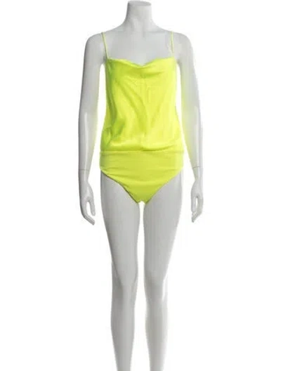 Pre-owned Alice And Olivia Cowl Neck Sleeveless Bodysuit In Yellow